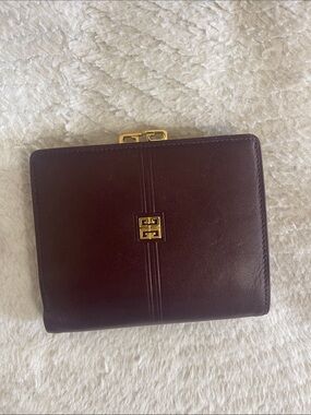 Givenchy Unisex Leather Bifold Wallet - Dark Brown with Gold Hardware
